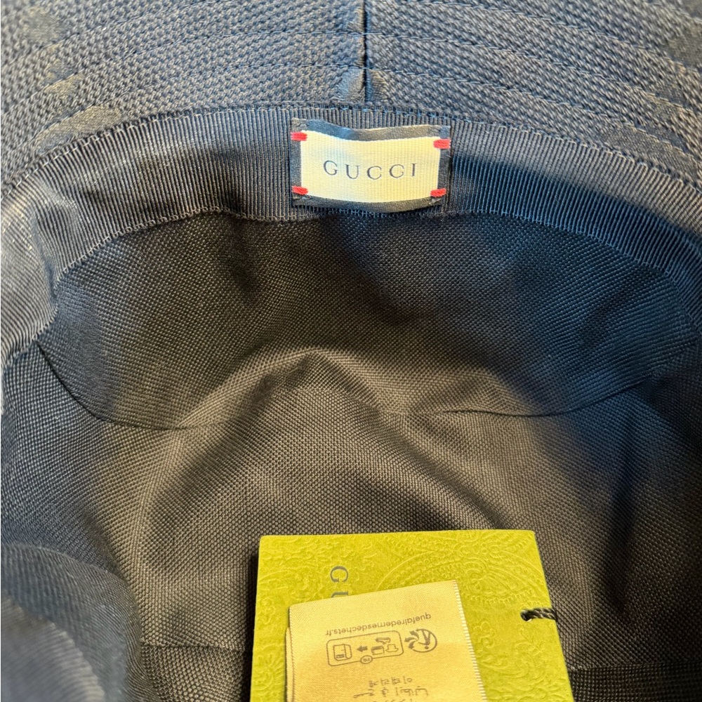 New Authentic Gucci GG Supreme Jumbo Logo Black Bucket Hat Size S - Picture 13 of 15